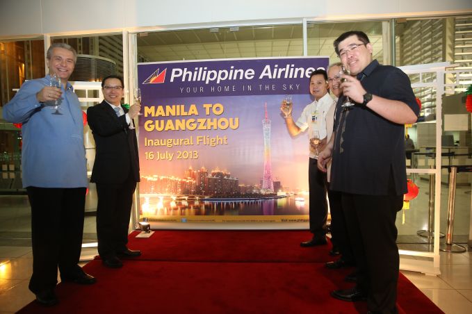 Philippine Airlines (PAL) started four-times-weekly flights to Guangzhou from Manila