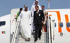 His Highness Sheikh Ahmed Bin Saeed Al Maktoum arrives at Sheikh Saad Al Abdallah General Aviation Terminal in Kuwait.