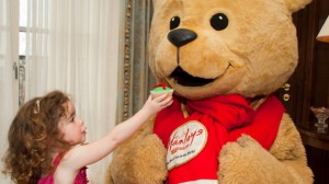 Cici Callanan, aged two, sharing Christmas Teddy Tea with Hamleys Bear at Four Seasons Hotel Dublin