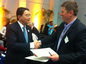 Secretary General Rifai of the UNWTO and President of the ATTA, Mr. Shannon Stowell sign agreement during ITB Berlin.