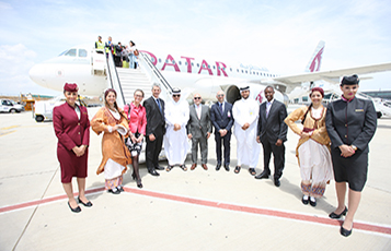 Qatar Airways senior management, invited dignitaries and airport officials pictured at Larnaca International Airport following the arrival of Qatar Airways' first flight to Cyprus.