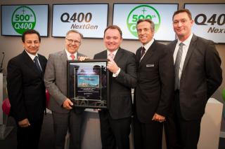 Celebrating over 500 firm orders for the Q400 turboprop