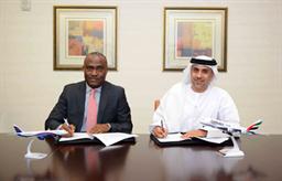 From left, Chris Ndlulue, Arik Air’s Managing Director, and Adnan Kazim, Emirates Divisional Senior Vice President, Planning, Aeropolitical and Industry Affairs
