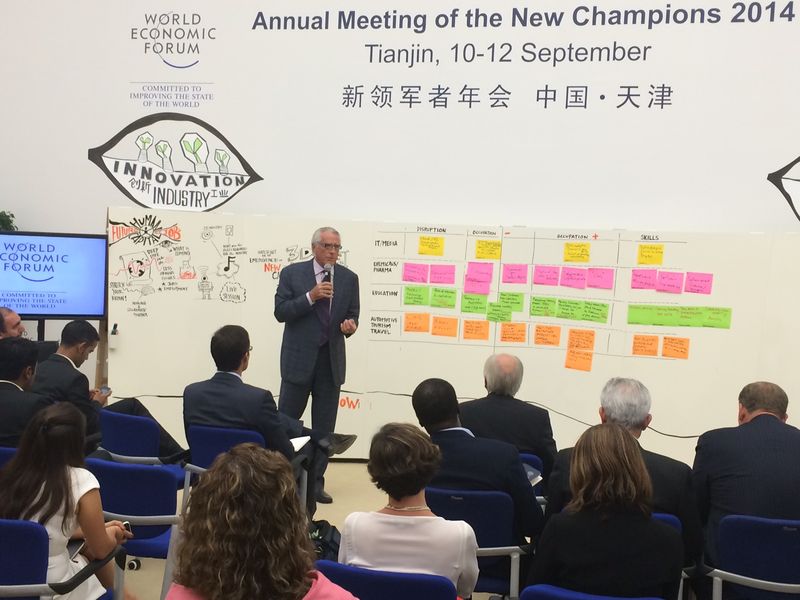 [Photo: Simon Cooper, President and Managing Director, Marriott International, Asia Pacific facilitates “The Future of Jobs” session at World Economic Forum.]