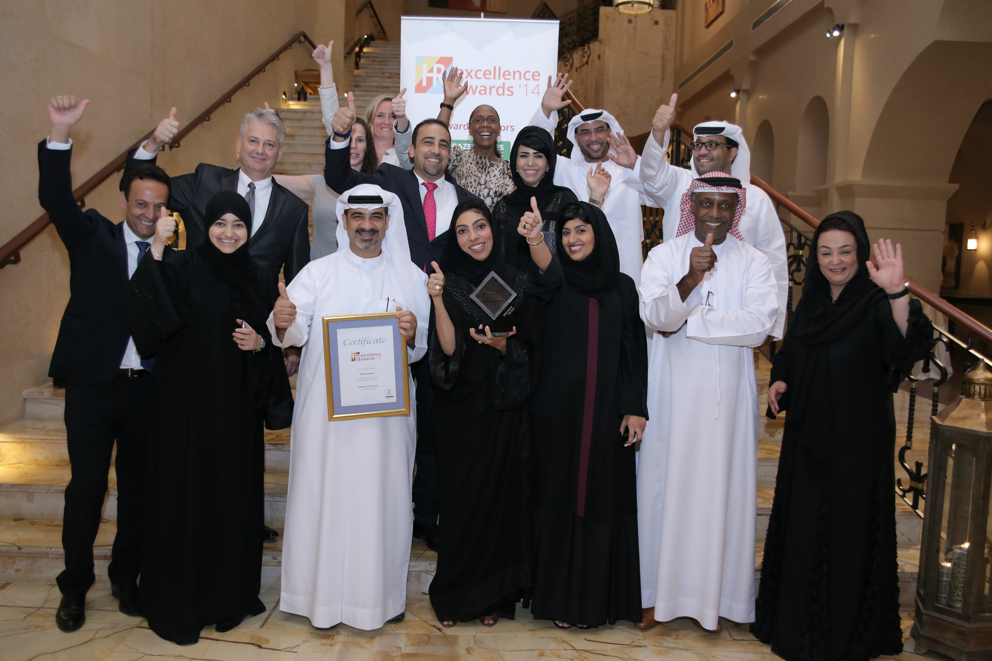Etihad Airways collected the ‘Employer of the Year’ award at the Middle East HR Excellence Awards 2014 in Dubai last night.