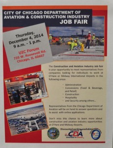 The City of Chicago Department of Aviation to host aviation and construction job fair on December 4, 2014 
