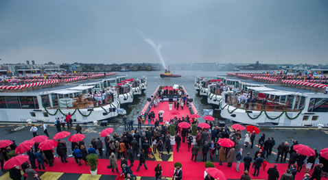 Viking River Cruises welcomed 12 new river vessels to its fleet at simultaneous christening ceremony in Amsterdam and Rostock, Germany 