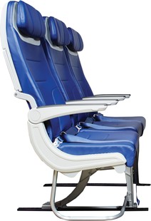 Southwest Airlines’ new aircraft seat A raised rear beam and curve in the lower rear seat allow for increased shin and leg clearance.