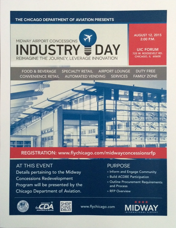 The Chicago Department of Aviation will host Midway Airport Concessions Industry Day on Wednesday, August 12, 2015