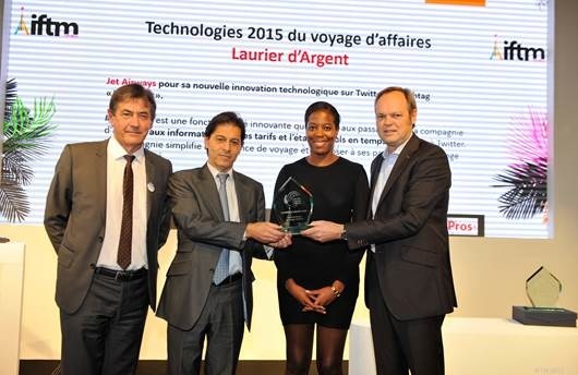 Jet Airways wins "Laurier d' Argent" award in the "Technology for Business Travel" category at the International French Travel Market trade fair in Paris