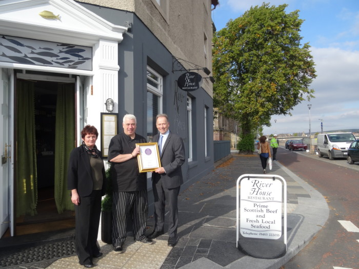 River House restaurant the first standalone restaurant in Inverness city centre to receive VisitScotland Taste Our Best award 