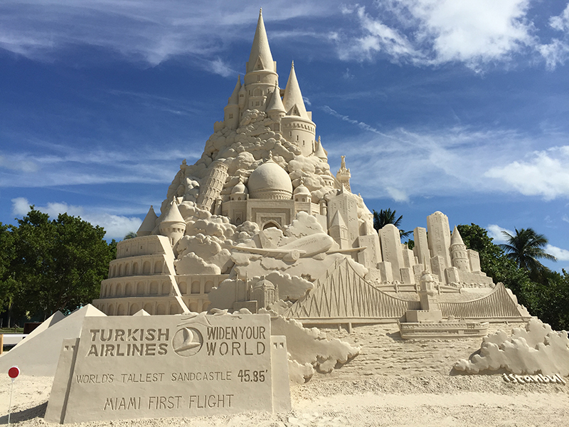 Turkish Airlines engaged GUINNESS WORLD RECORDS record holder The Sand Sculpture Company to build the tallest sandcastle in Miami 