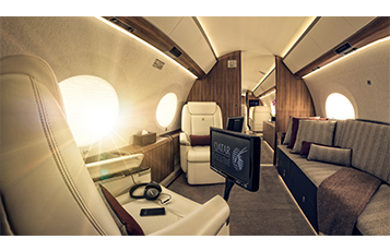 The spacious state-of-the-art aircraft has a two-cabin configuration and seats up to 13 passengers.