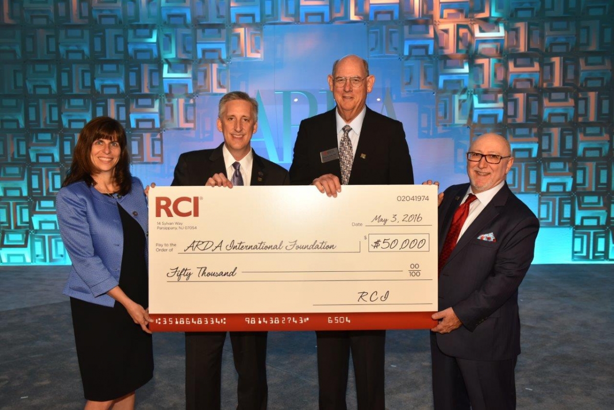RCI presented the ARDA International Foundation with donation of $50,000 USD to support industry research and education programs 