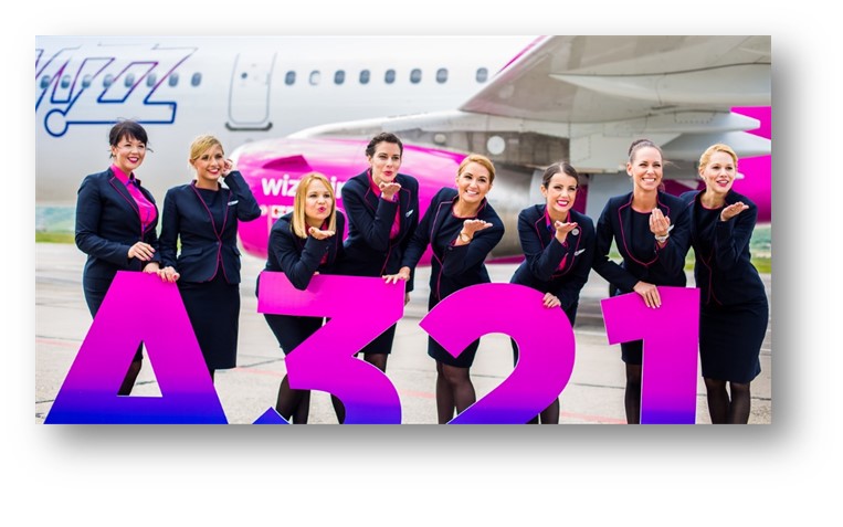 Wizz Air celebrates its first Bergamo flight operated with one of its brand new Airbus A321 aircraft 