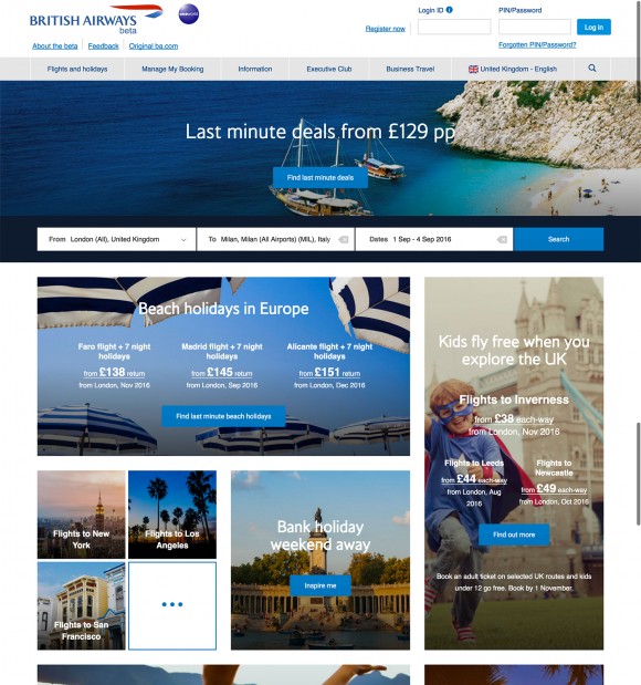 British Airways launches brand new homepage and flight booking process for customers