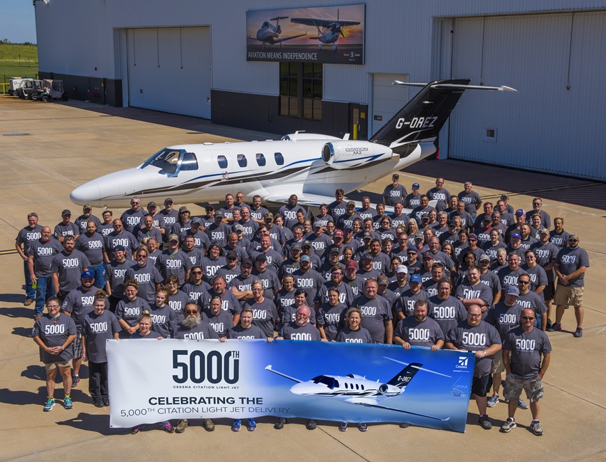 Cessna delivers its 5,000th Citation light business jet to Helitrip Charter LLP to be operated by Catreus Ltd.