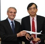 HAECO Chief Executive Officer Augustus Tang (R) and Cathay Pacific Engineering Director Christopher Gibbs were pictured at the signing ceremony of HAECO ITM Limited