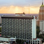 Hilton Palacio del Rio today announced participation in SA Goes Orange by changing all the balcony lights to orange. Credit: Hilton Hotels & Resorts.