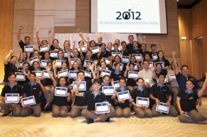 Hilton Pattaya recently organized the 'International Housekeeping Week 2012 Program' to celebrate the housekeeping team's effort in making guests' stay smooth and perfect, at Seaboard Ballroom, Hilton Pattaya. Credit: Hilton Hotels & Resorts.