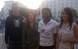 Competition winner: Leeds Met University student, Rachel Hobson (second left) wins Ryanair flights to Riga