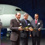 Celebrating the official handover to Qatar Airways of its first 787 Dreamliner in Seattle are, from right: Qatar's Ambassador to the United States, His Excellency Mohammed Bin Abdulla Al-Rumaihi; Qatar Airways CEO Akbar Al Baker; and Boeing Commercial President and CEO Ray Conner.