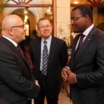 Qatar Airways Chief Commercial Officer Marwan Koleilat, pictured left, speaks with Mozambique’s Minister of Trade and Industry Dr. Armando Inroga as Qatar Airways Senior Manager Africa Rashid Mordiffi looks on.