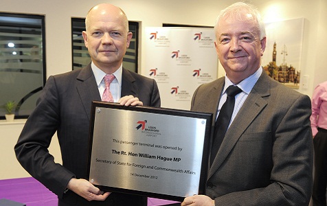 The Rt. Hon William Hague MP, Secretary of State for Foreign and Commonwealth Affairs officially opened Leeds Bradford Airport’s (LBA) £11 million passenger terminal with John Parkin, Leeds Bradford Airport’s Chief Executive