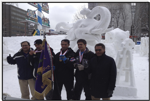 Thailand wins for the fifth times in the International Snow Sculpture Contest at the Sapporo Snow Festival, Japan