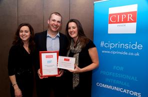 Gatwick's communications team wins CIPR award (l-r Sue Almond, Richard Townsend, Caroline Thorpe)