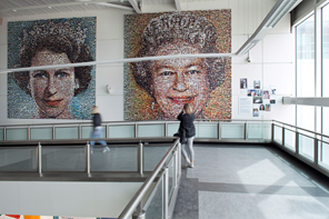 ‘The People’s Monarch’ Mosaic gives London Gatwick Passengers a warm British welcome