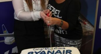 Europe’s only ultra-low cost carrier Ryanair celebrated its 300mth UK passenger with ceremony at Liverpool John Lennon Airport