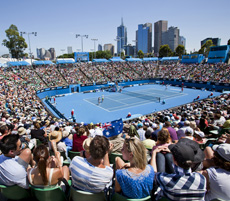 Couple watching tennis at Australian Open 2012