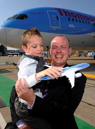 UK’s first airline to fly 787 Dreamliner Thomson Airways named its second aircraft ‘Alfie’ after baby born on flight