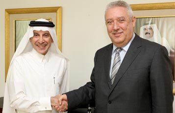 Qatar Airways CEO Akbar Al Baker (left) with AACO Secretary General Abdul Wahab Teffaha