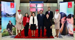 Mohammed H Mattar, Emirates’ Divisional Senior Vice President, Emirates Airport Services (centre right) and H.E. Grace Relucio Princesa, the Philippines’ Ambassador to the UAE (white jacket) amongst those pictured early this morning in Dubai to mark the departure of EK 338 to Clark International in the Philippines.