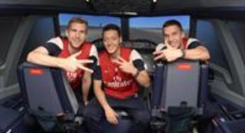 FC Arsenal’s German stars beat their English team-mates in double-decker Emirates A380 landing challenge