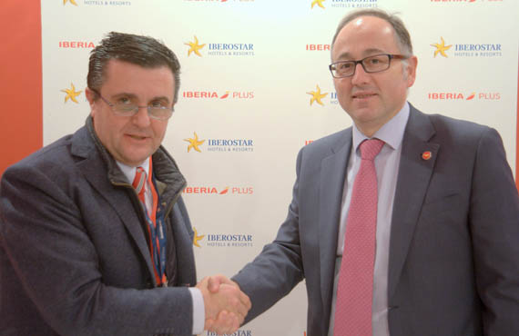 Aurelio Vázquez, European chief of the Iberostar Group and Luis Gallego, the Iberia’s chairman and CEO, at Fitur