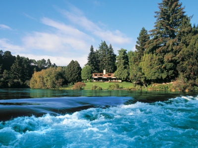 Huka Lodge's secluded location on the banks of the Waikato River, near the popular tourist town of Taupo, has attracted many profile guests from royals and heads-of-state to Hollywood movie stars. The 20-room lodge also has two exclusive cottages - the Owner’s Cottage and the Allan Pye retreat. The property is set just above the world-famous Huka Falls and is surrounded by native bush and gardens. The location provides privacy as well as being on the doorstep of some of the region’s top trout fishing spots. Huka Lodge has a vast cellar and a reputation for fine dining, and there’s easy access to Taupo’s many attractions which centre around the vast lake and the volcanic central plateau. 