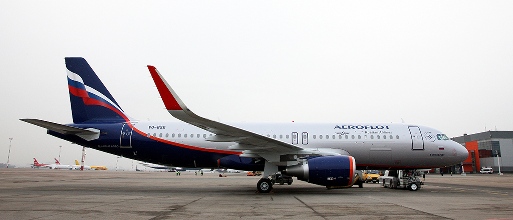 Aeroflot took delivery of new A320 fitted with aerodynamic Sharklets wing-tips