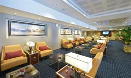 The perfect space to relax pre-flight in the Emirates Lounge in Rome’s Leonardo da Vinci Airport.