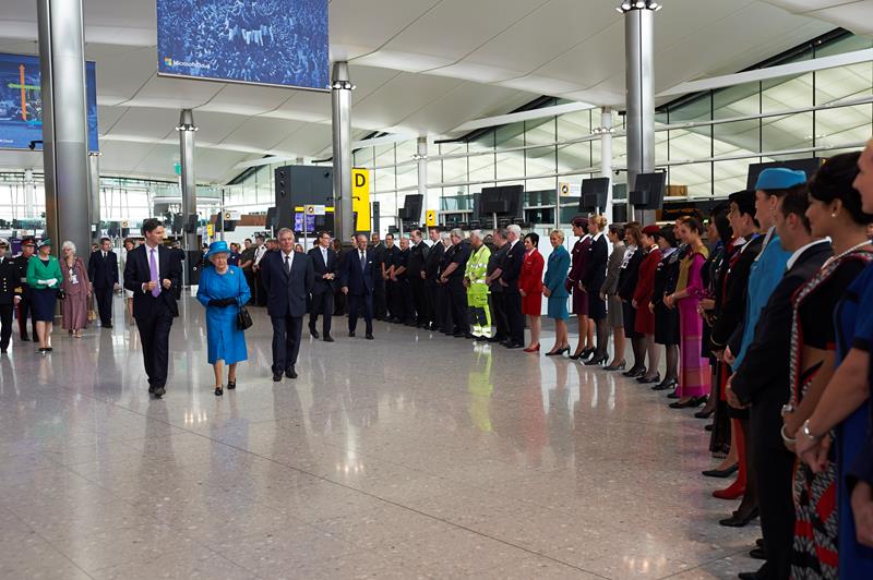 Heathrow Airport: Her Majesty The Queen and The Duke of Edinburgh officially opened the new Terminal 2: The Queen’s Terminal