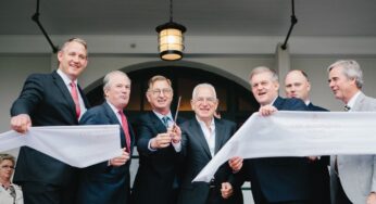 New Brunswick Premier, David Alward with New Castle Hotels & Resorts, Southwest Properties and Marriott International officials commemorate the grand re-opening of the Algonquin Resort