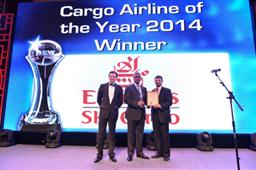 Nabil Sultan, Emirates Divisional Senior Vice President, Cargo (center) accepts ‘Cargo Airline of the Year 2014’, at the Air Cargo Week World Air Cargo Awards 2014 in Shanghai