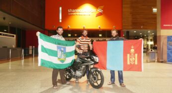 Local heroes return to Shannon Airport after completing 16,000km charity rally on motorcycle from London to Mongolia