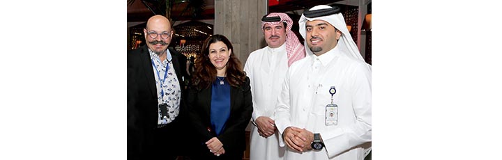 Pictured at the official opening of Soprafino restaurant at HIA are from left: Celebrity Chef and Partner Massimo Capra; Qatar Airways Senior Vice President Salam Al Shawa; HIA Vice President Commercial Abdulaziz Al Mass; and HIA Chief Operating Officer Badr Al Meer.