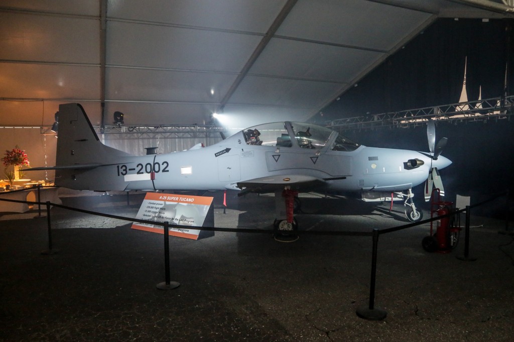 Sierra Nevada Corporation (SNC) and Embraer Defense & Security unveil the first US-built A-29 Super Tucano light air support aircraft 