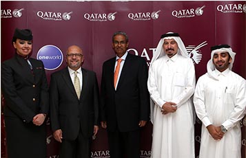 Qatar Airways Chief Commercial Officer, Mr. Marwan Koleilat, (second from left) and the Minister of Transportation and Communication for the State of Eritrea, Mr. Tesfaselasie Berhane (third from right), alongside officials from the Embassy of the State of Qatar.