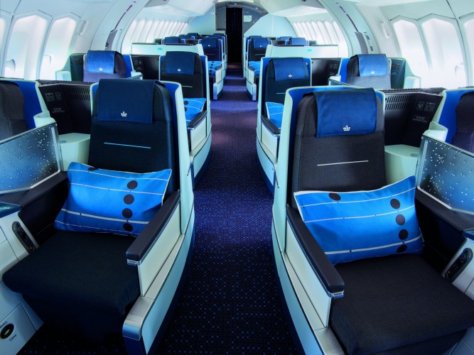 Improvements to the World Business Class in KLM's Boeing 747 fleet met with high customer approval according to recent survey 