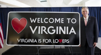 Virginia Governor Terry McAuliffe unveiled new “Welcome to Virginia” sign at Dulles International Airport